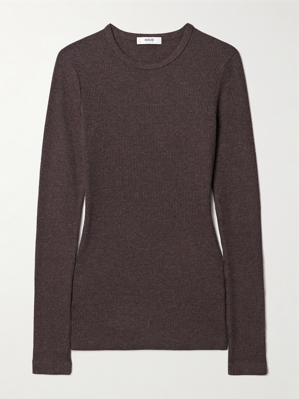 Agolde Ribbed Delphi T-shirt In Brown