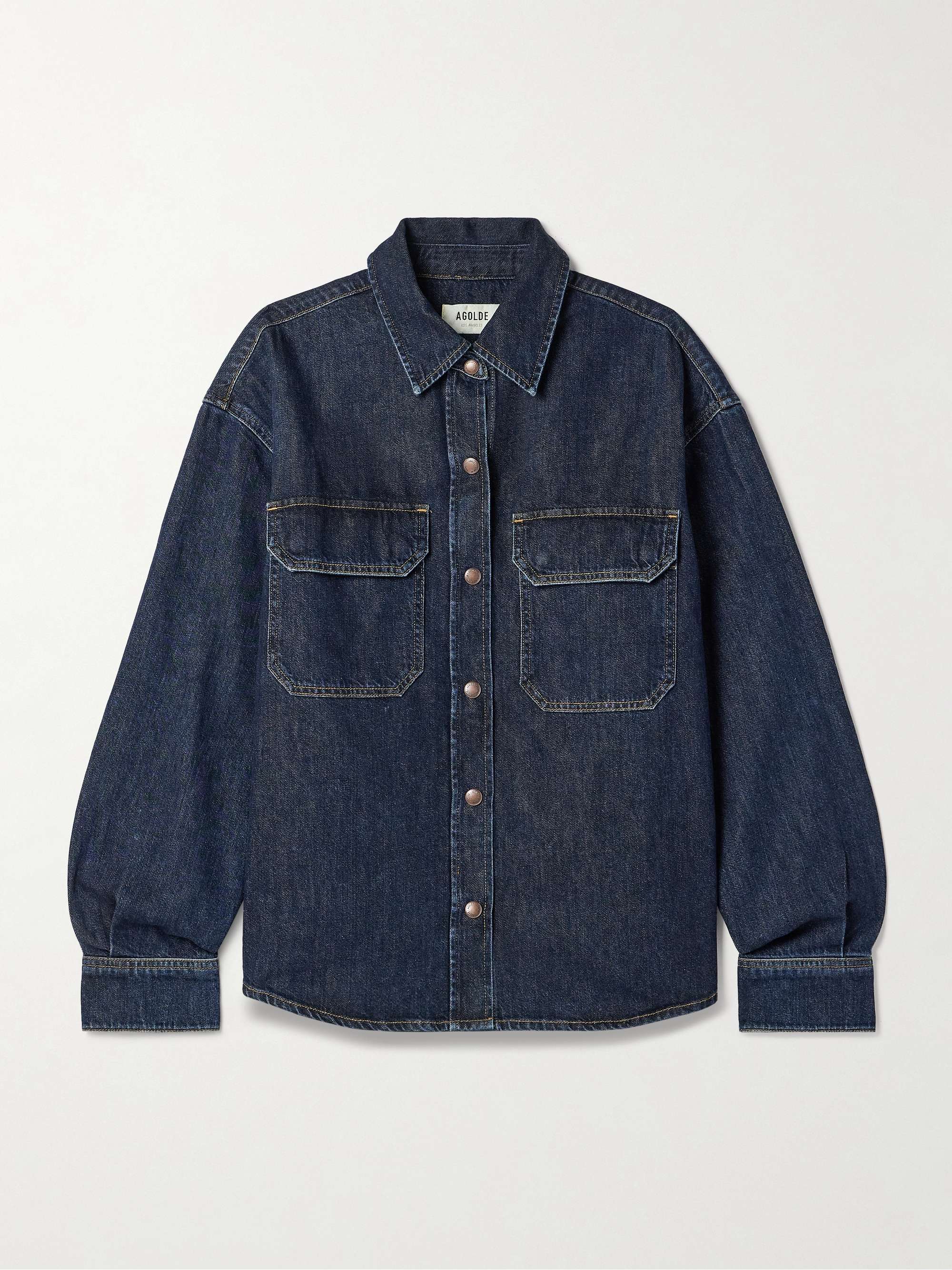 Dark denim Gwen Slice denim shirt | AGOLDE | NET-A-PORTER