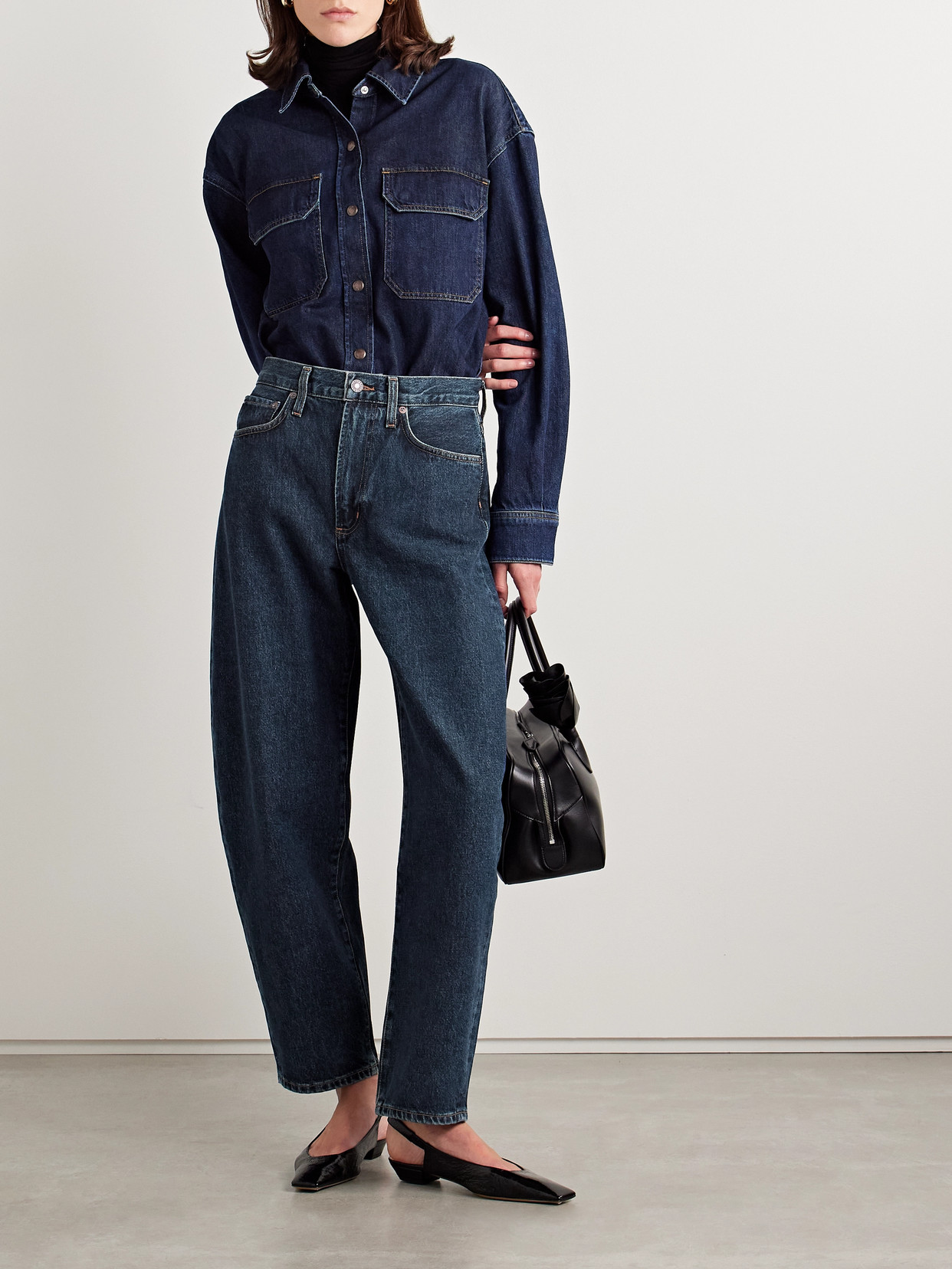 Agolde High Waist Denim Trousers In Blue