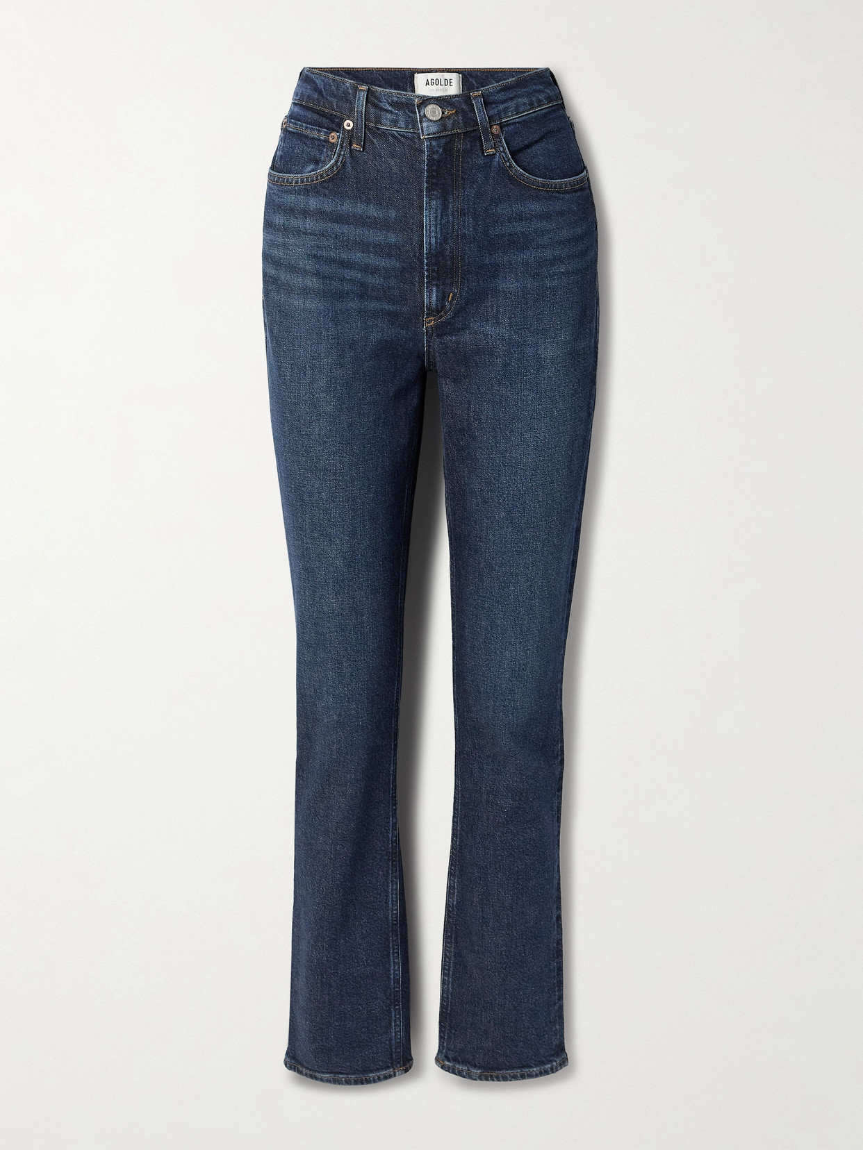 Agolde High Rise Stovepipe Straight-leg Organic Jeans In Blue