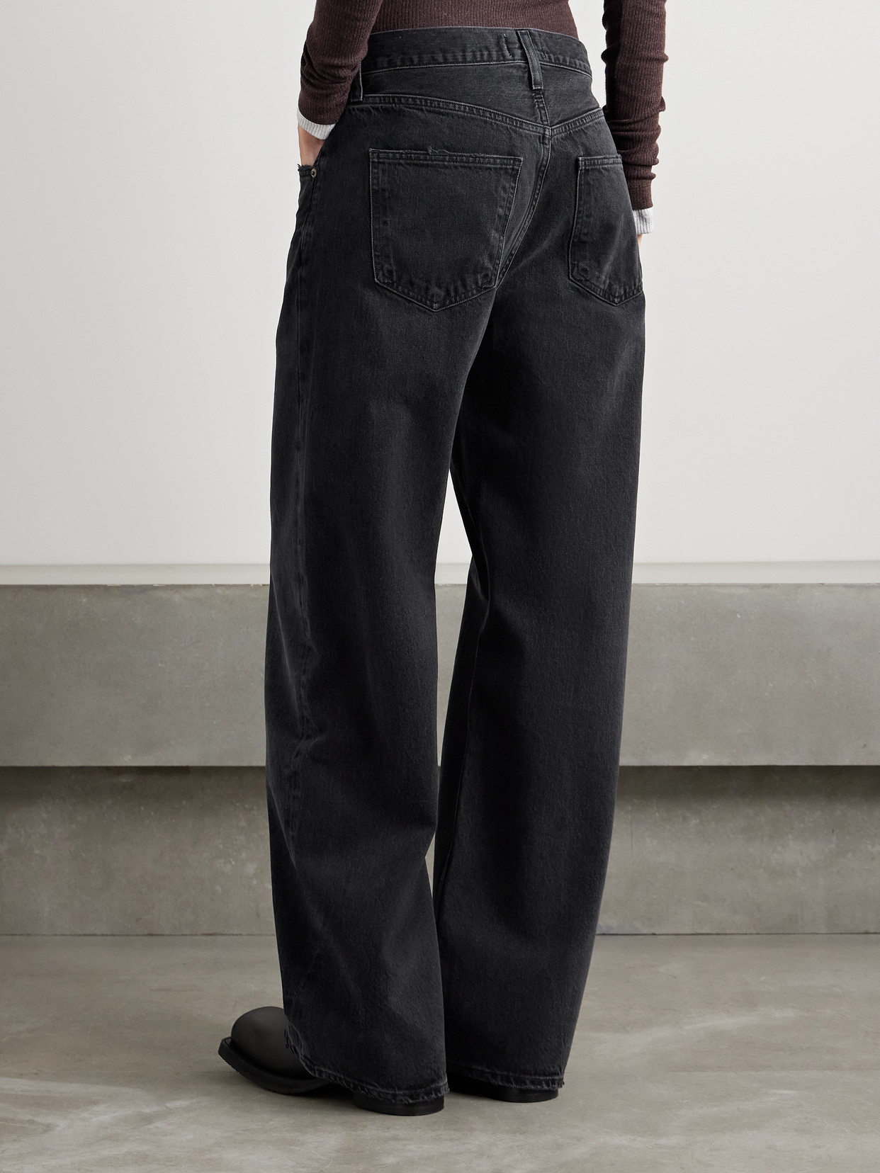 Agolde Black 90s Pinch Waist High Rise Straight Jeans In Black