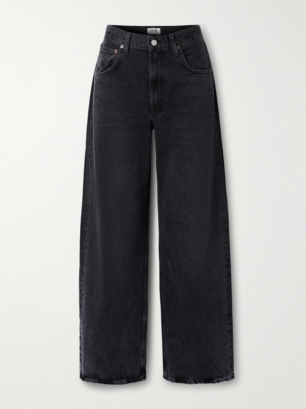 Agolde Black 90s Pinch Waist High Rise Straight Jeans In Black