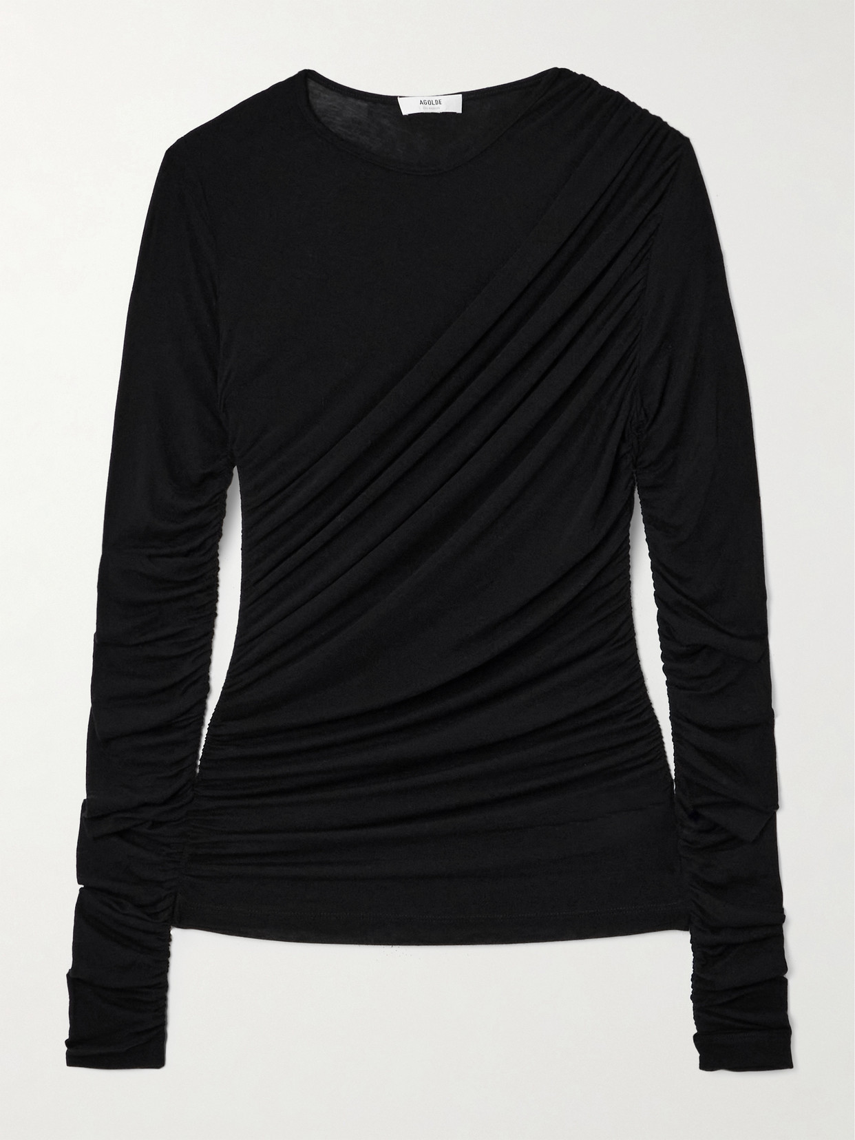 AGOLDE - Tania Draped Stretch-tencel™ Lyocell Jersey Top - Black