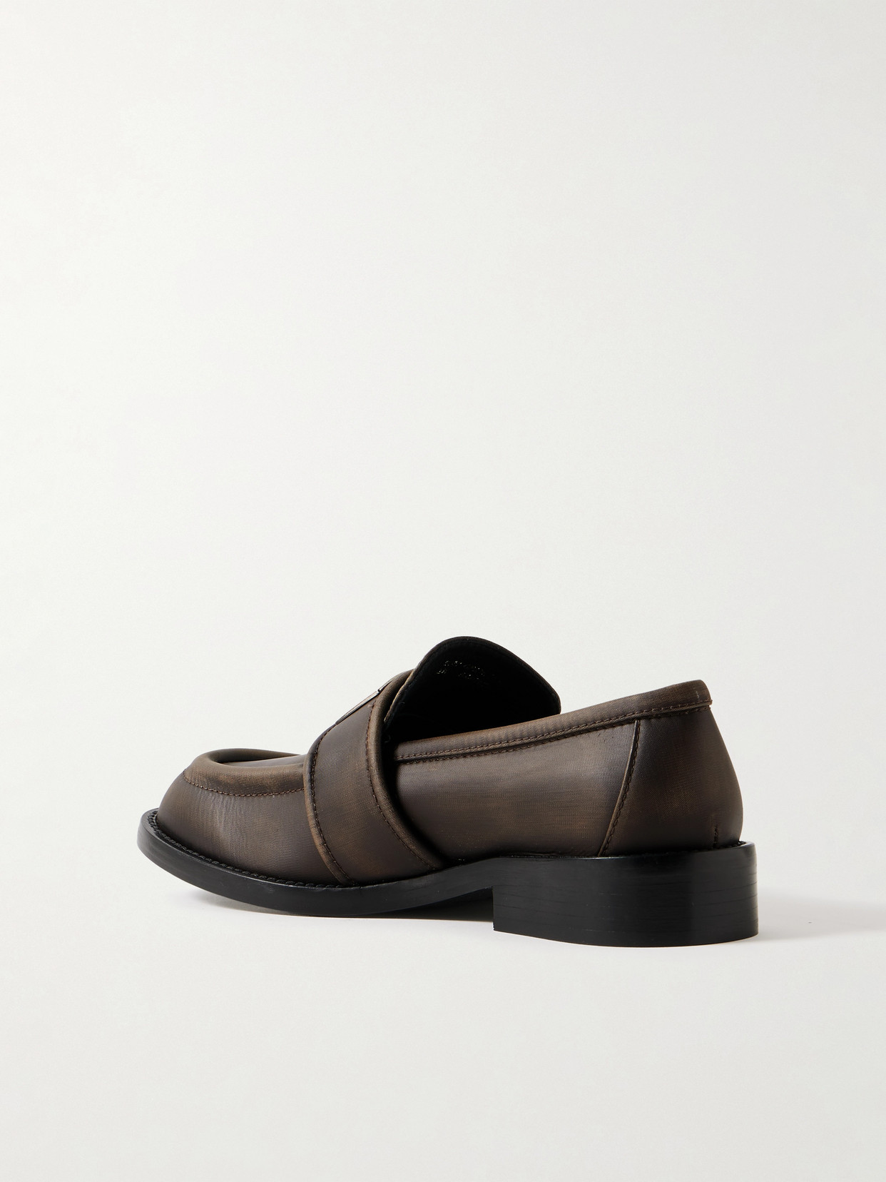 Acne Studios Embellished Washed-leather Loafers In Brown