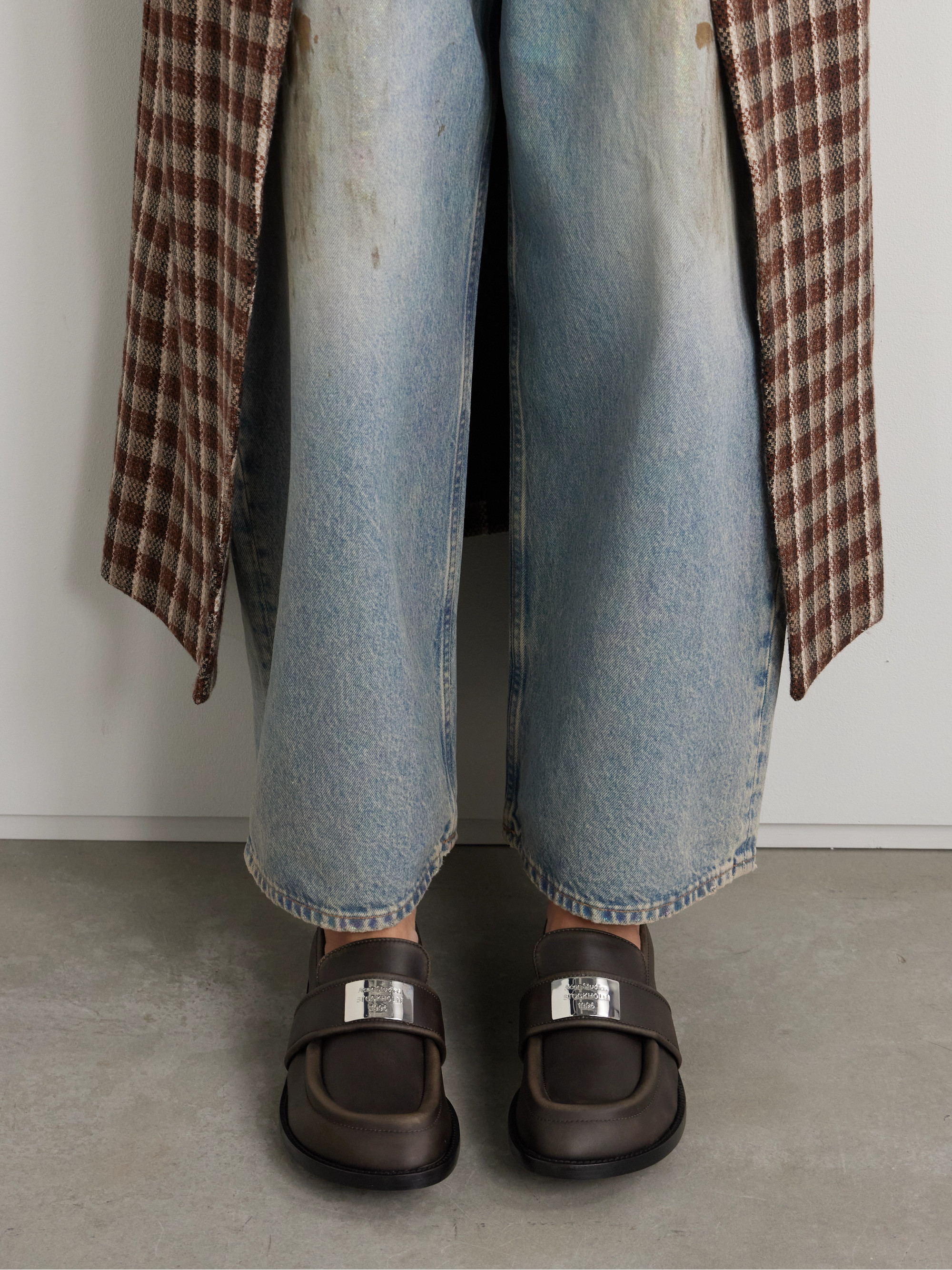 Acne Studios Embellished washed-leather loafers