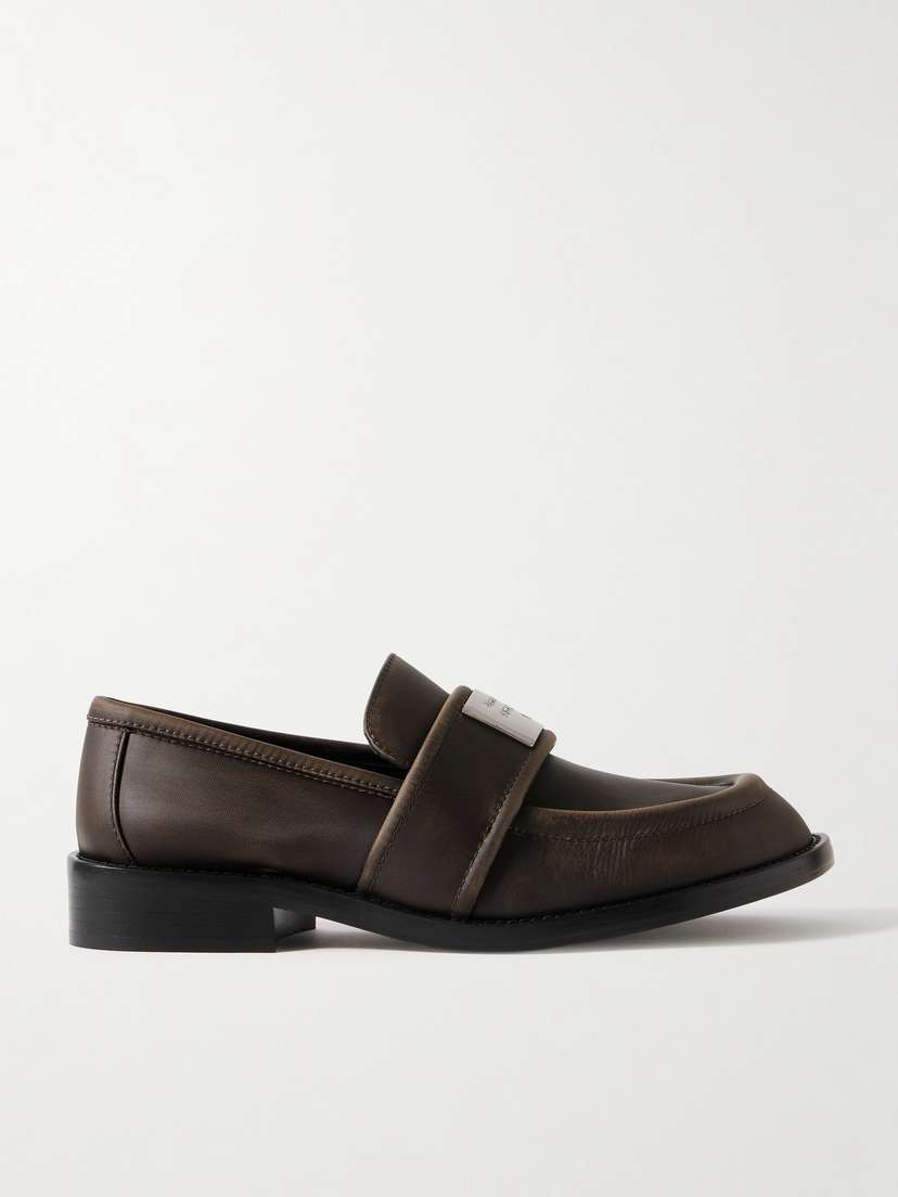 Acne Studios Embellished Washed-leather Loafers