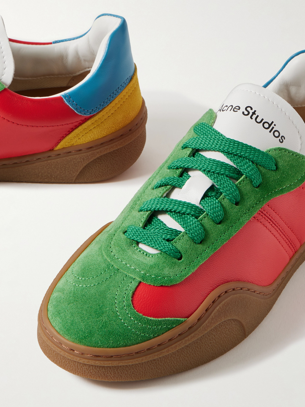 Shop Acne Studios Suede And Leather Sneakers In Multi