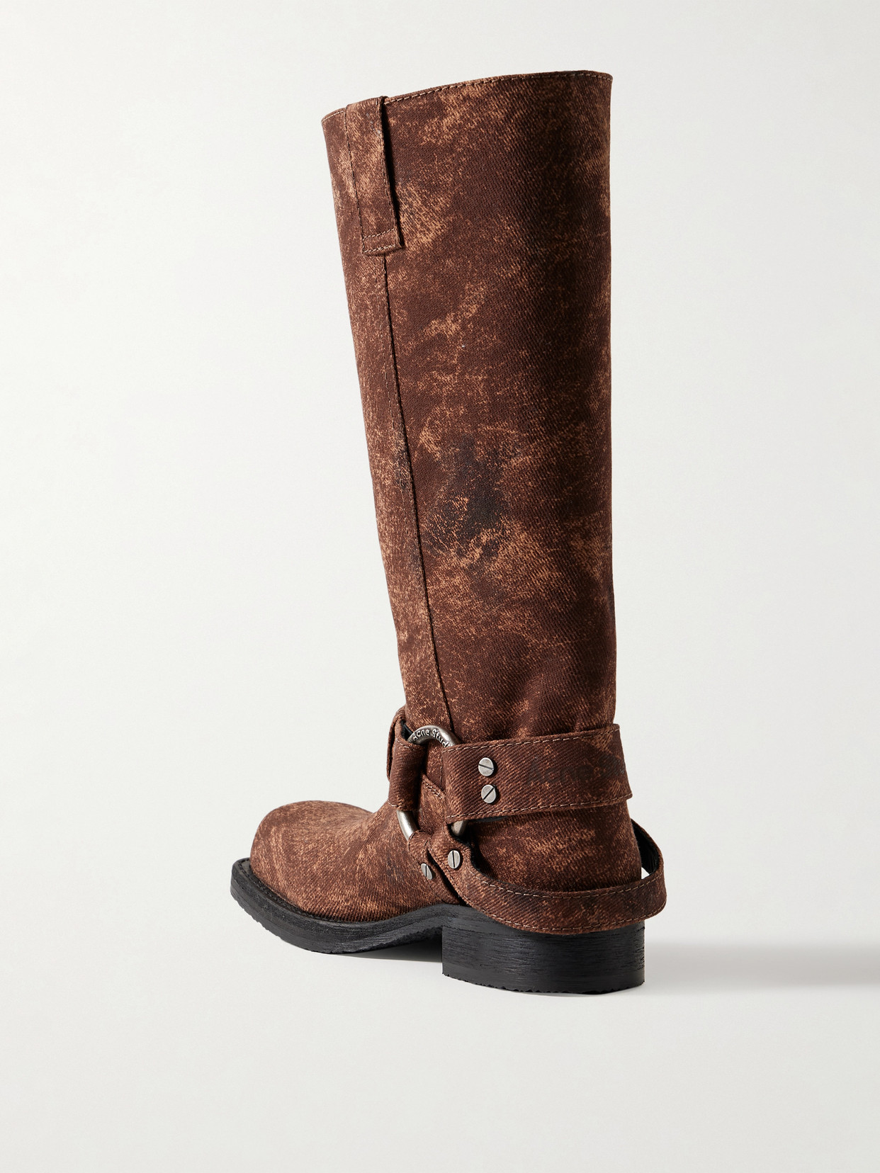 Acne Studios Coated-canvas Knee Boots In Brown