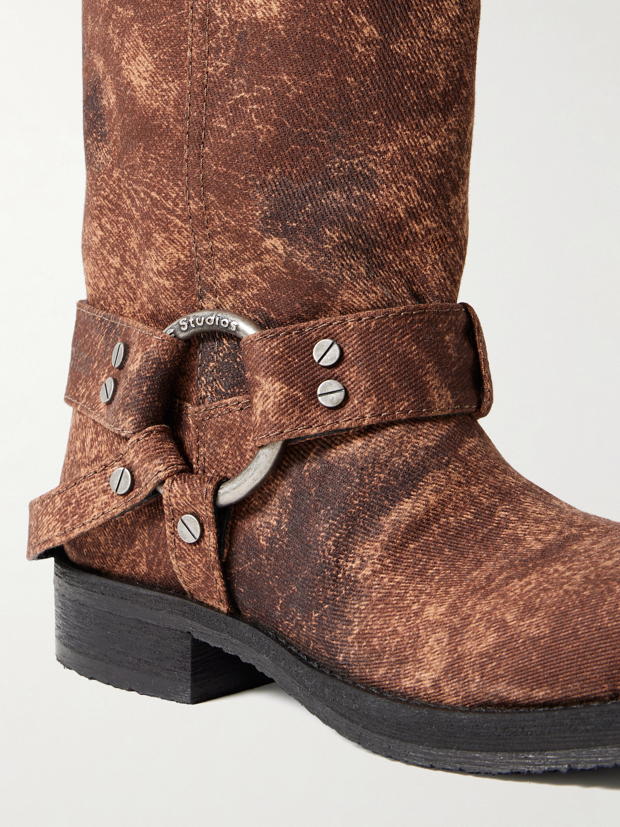 Acne Studios Coated-canvas Knee Boots In Brown