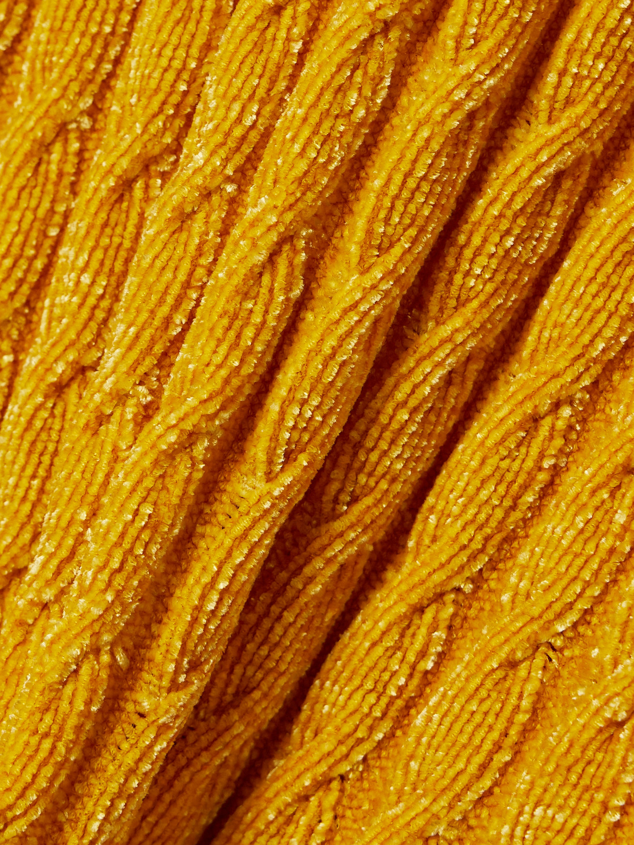 Oversized Scarf-Detailed Cable-Knit Chenille Sweater