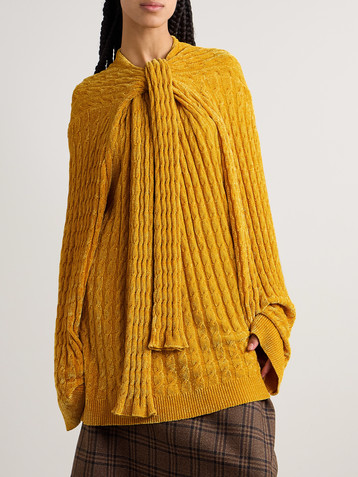 Marie Adam-leenaerdt Oversized scarf-detailed cable-knit chenille sweater
