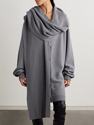 Marie Adam-leenaerdt Oversized scarf-detailed gathered wool cardigan