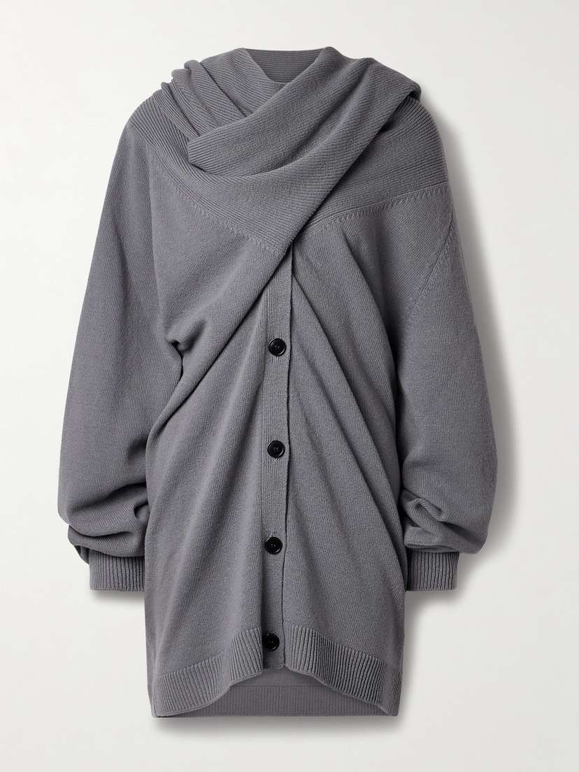 Marie Adam-Leenaerdt Oversized Scarf-detailed Gathered Wool Cardigan