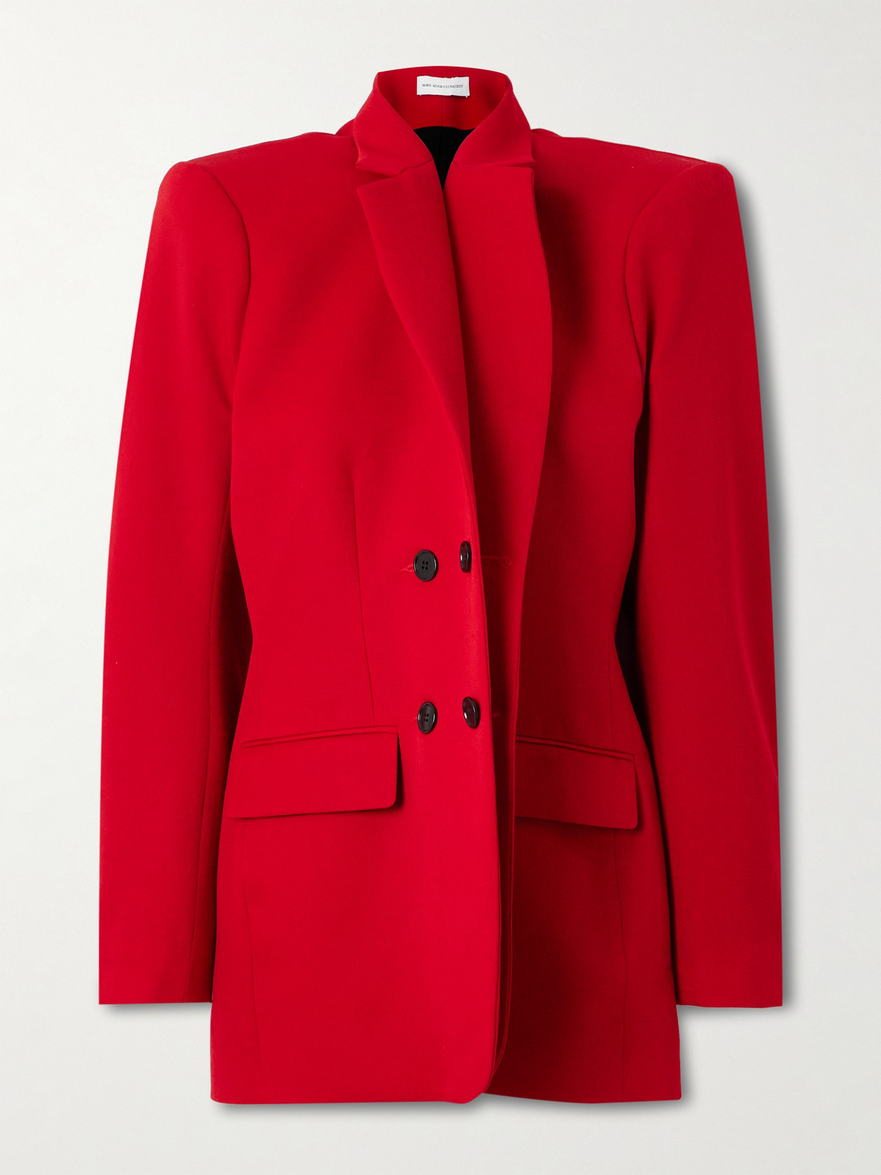 Marie Adam-leenaerdt Double-breasted Wool-twill Blazer In Red