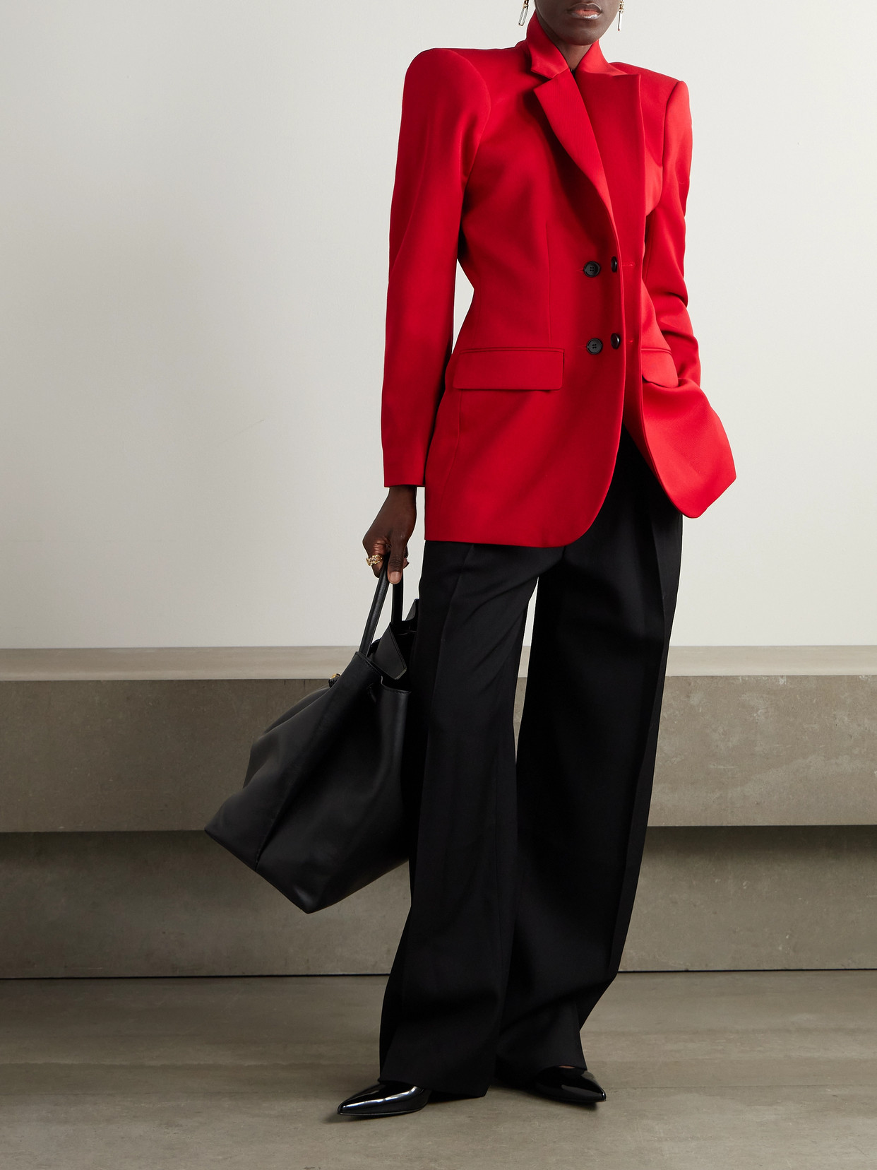 MARIE ADAM-LEENAERDT DOUBLE-BREASTED WOOL-TWILL BLAZER