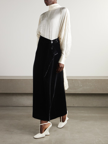 Marie Adam-leenaerdt Asymmetric velvet maxi skirt