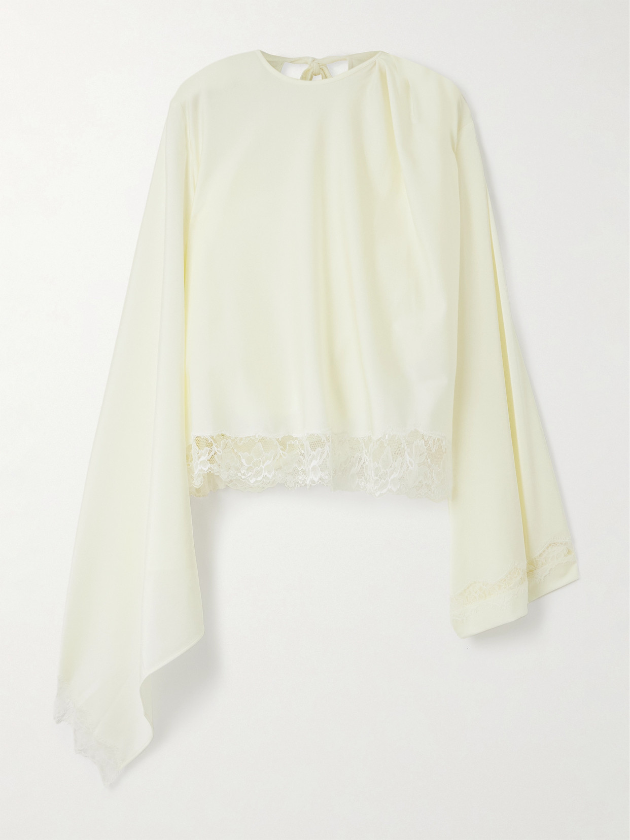 Marie Adam-leenaerdt Lace-trimmed Satin Blouse In Ivory