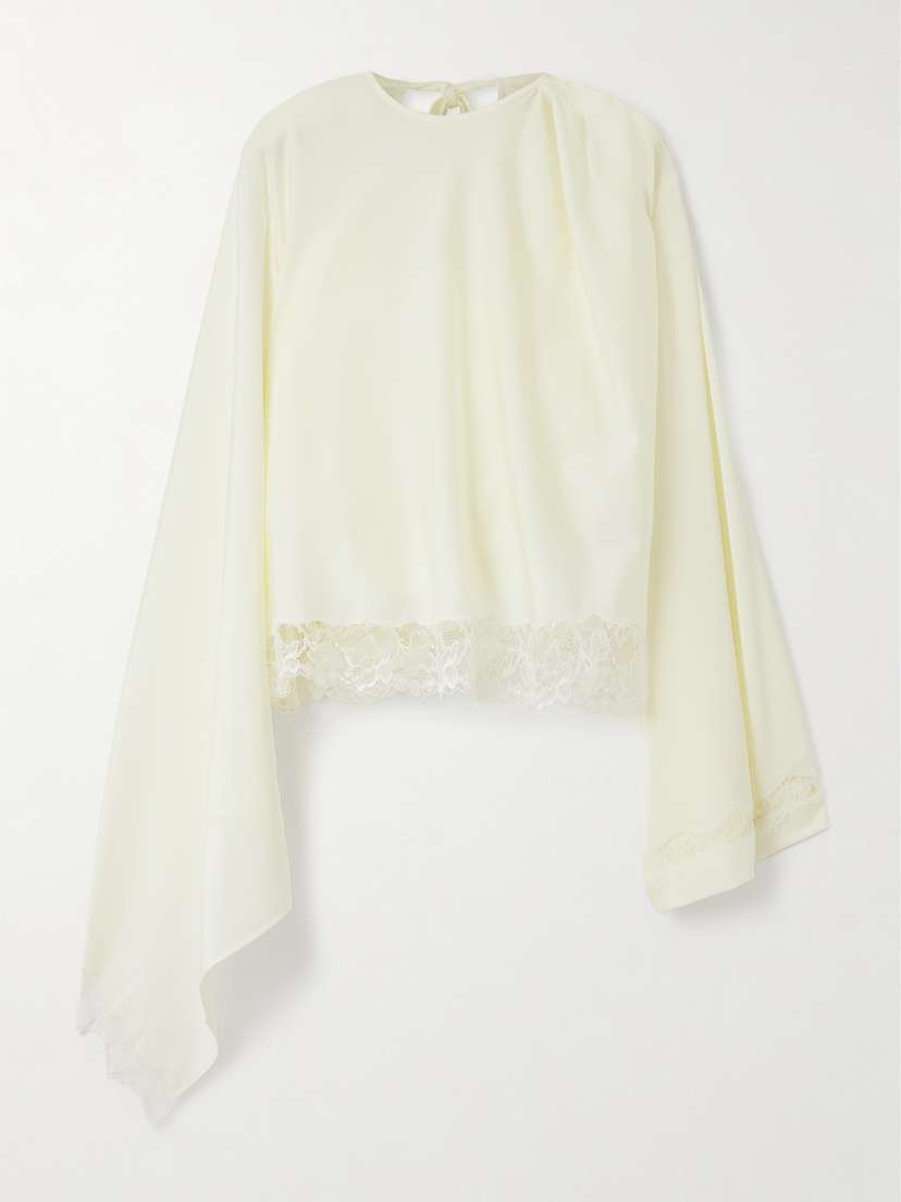 Marie Adam-Leenaerdt Lace-trimmed Satin Blouse