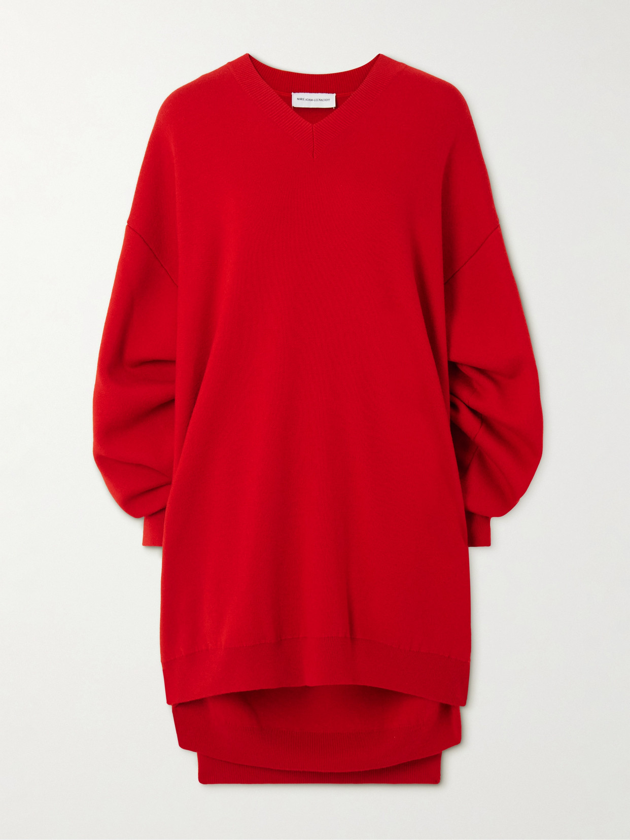 Marie Adam-leenaerdt Layered Wool Mini Dress In Red