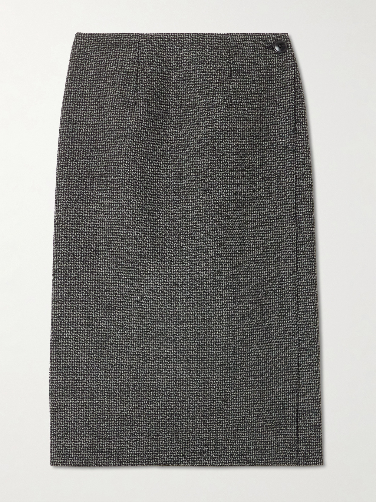 Marie Adam-leenaerdt Reversible Houndstooth Tweed And Wool-twill Midi Wrap Skirt In Black