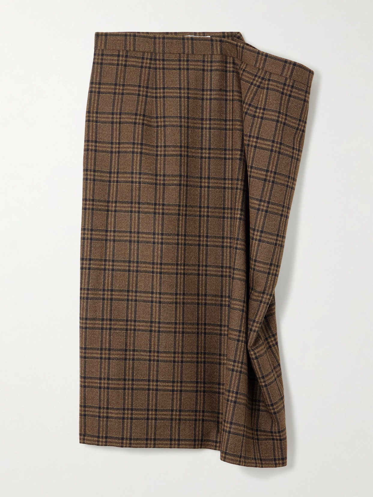 Marie Adam-leenaerdt Checked Wool Midi Skirt In Brown