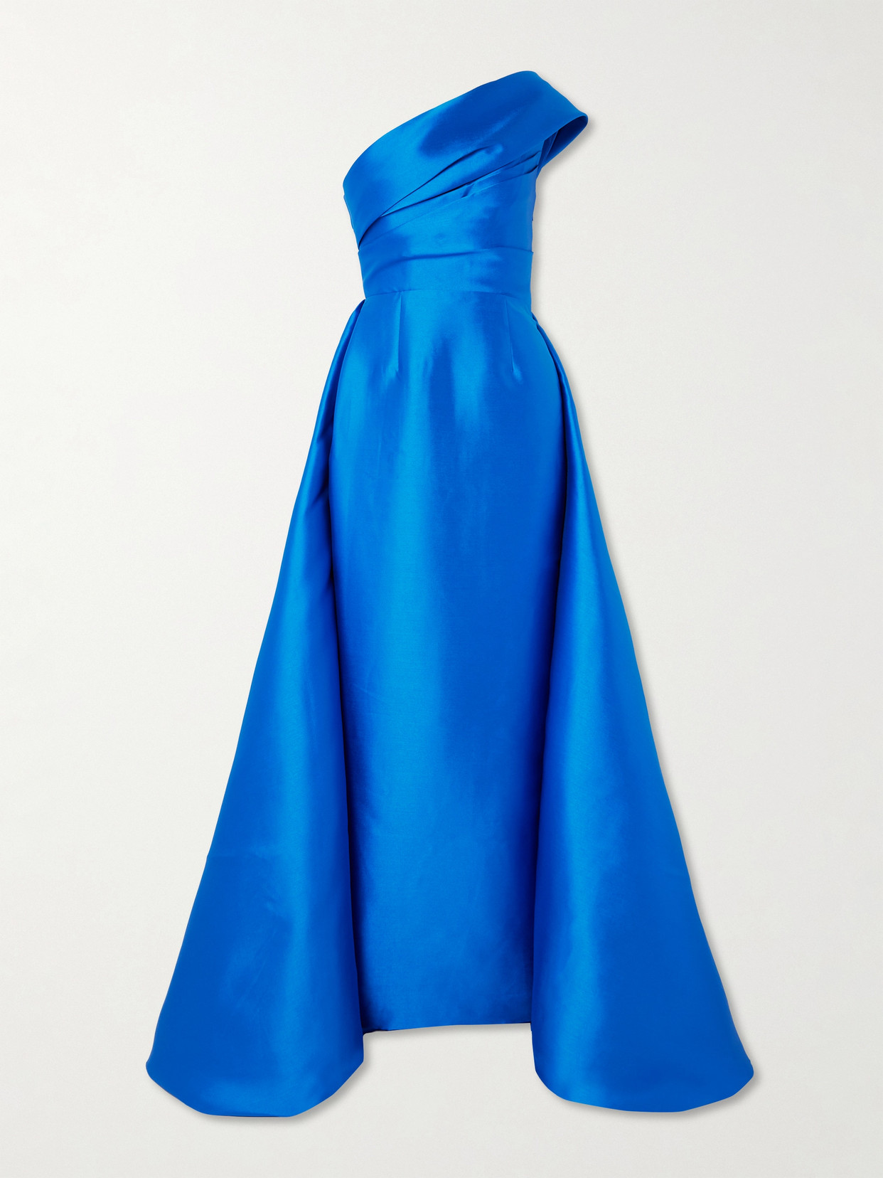 Solace London - Alba One-shoulder Draped Satin-twill Gown - Blue