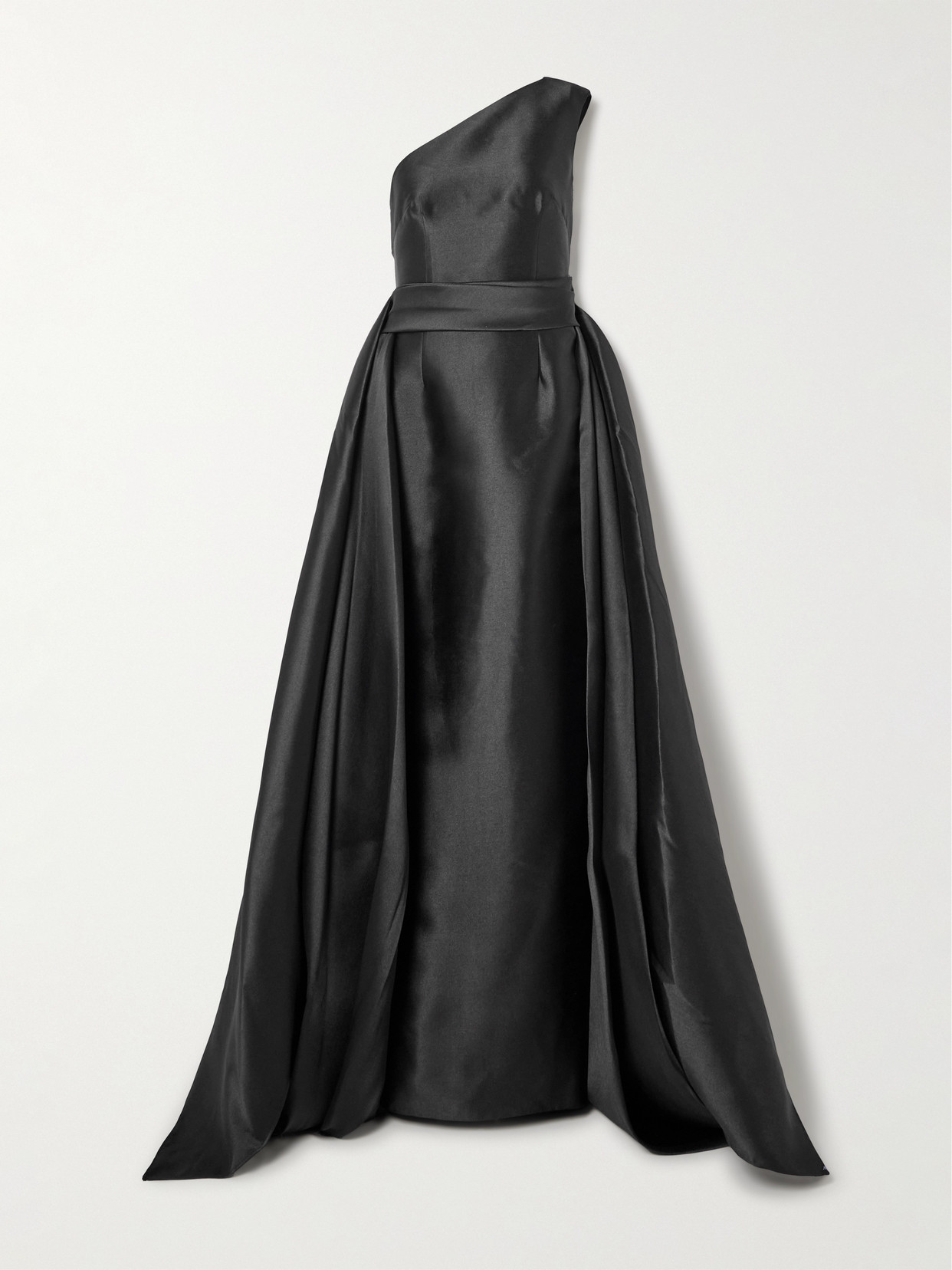 Solace London - The Charo One-shoulder Draped Satin-twill Gown - Black