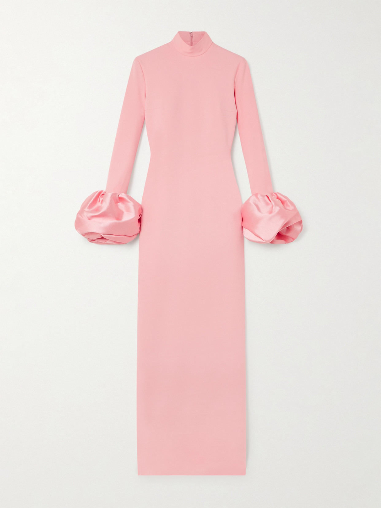 Solace London - Viviana Faille-trimmed Crepe Turtleneck Gown - Baby pink