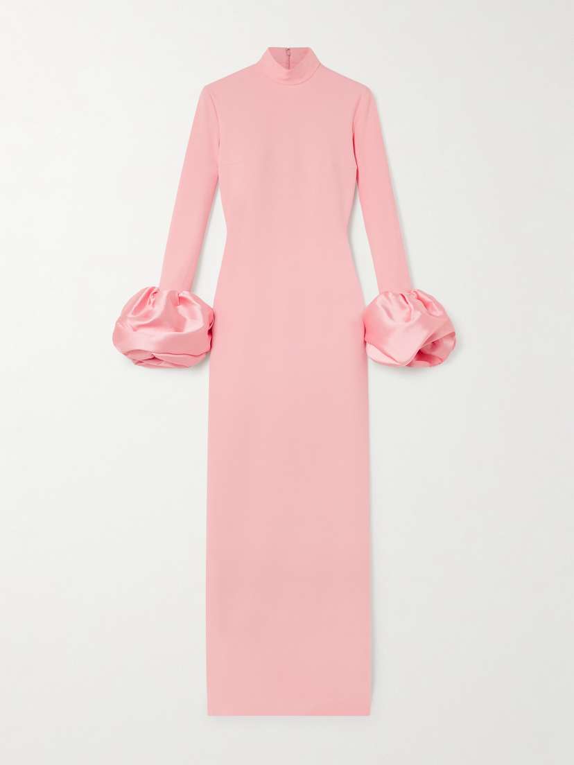 Solace London Viviana Faille-trimmed Crepe Turtleneck Gown - UK 4