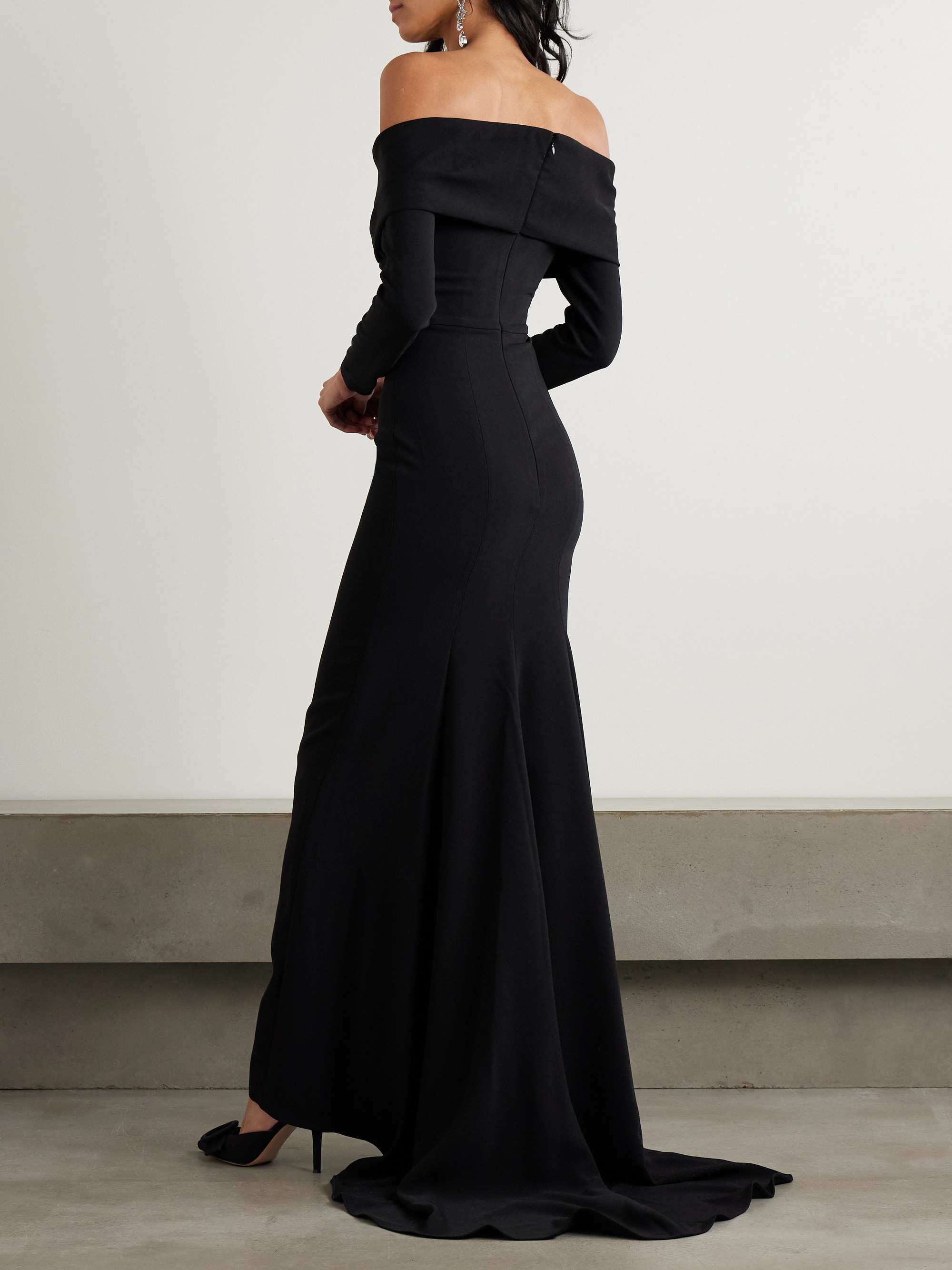 Solace London Lyla off-the-shoulder crepe gown