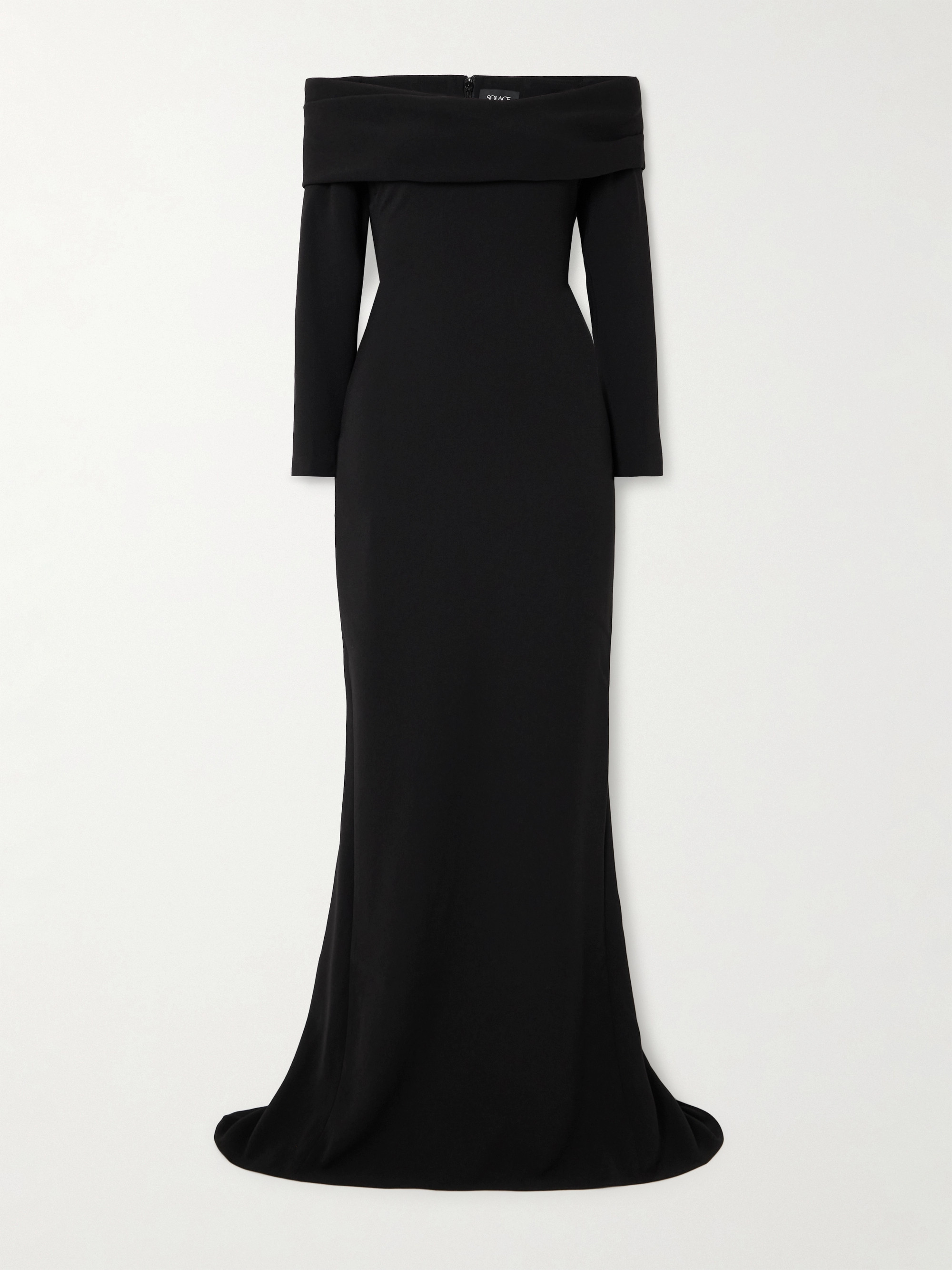 Solace London Lyla off-the-shoulder crepe gown