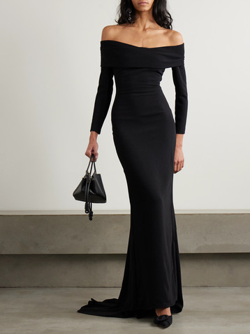 Solace London Lyla off-the-shoulder crepe gown