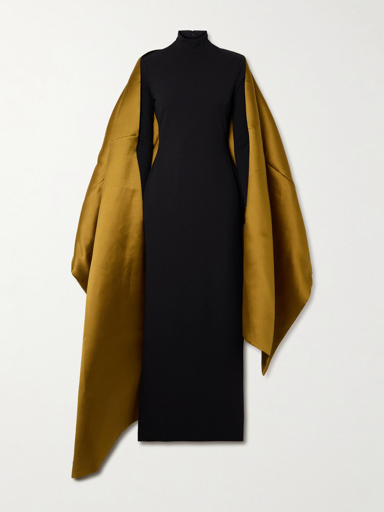 Solace London - Lyana Draped Satin-twill And Stretch-crepe Maxi Dress - Black