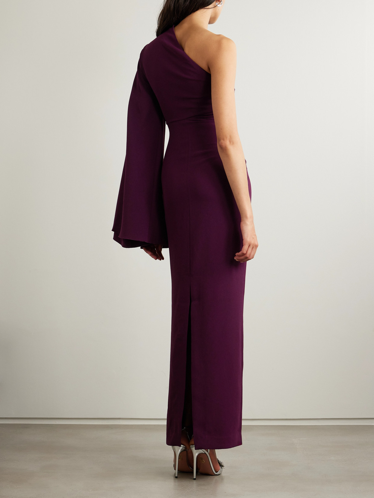 Solace London Elisa One-sleeve Crepe Gown In Purple