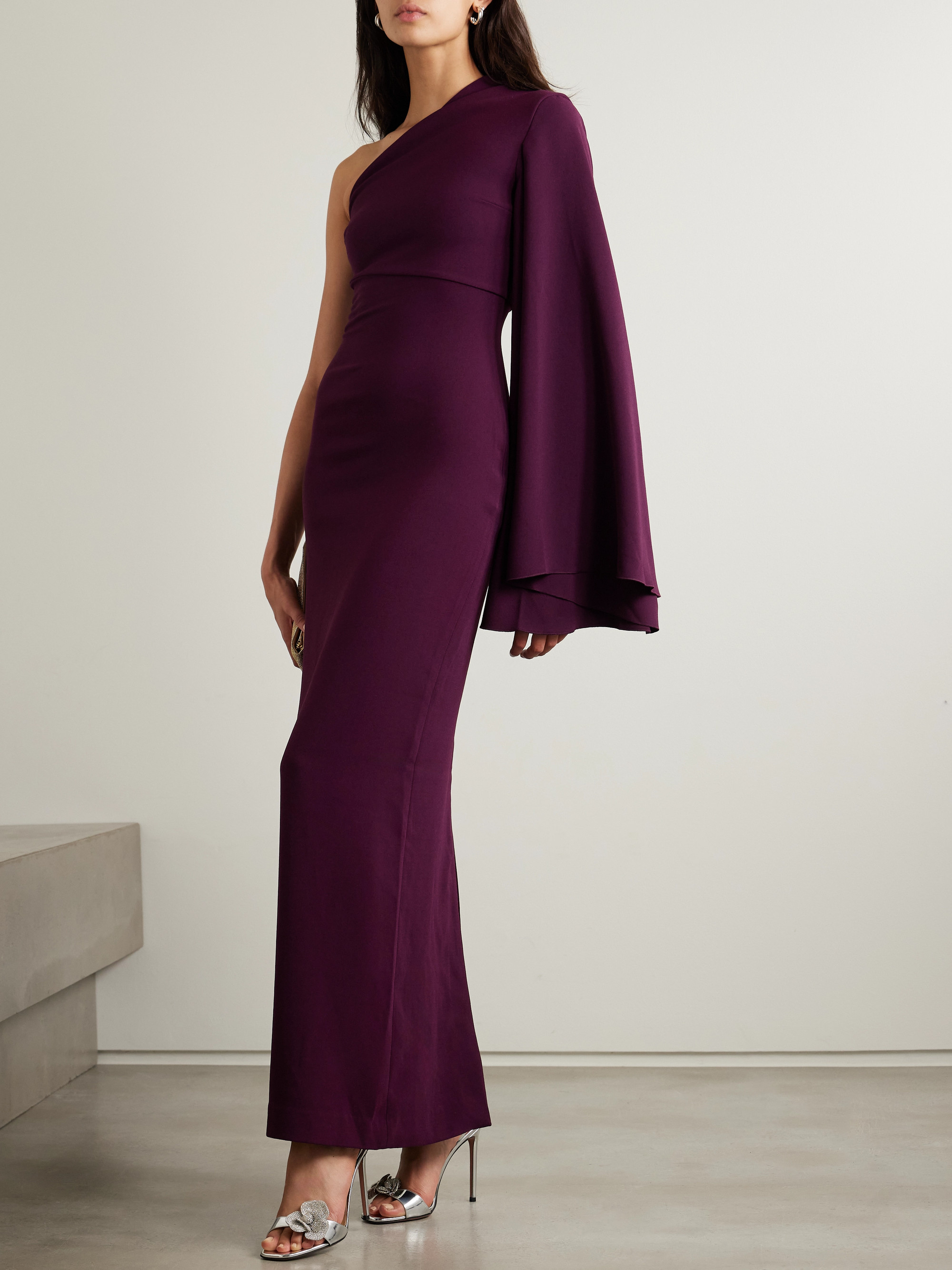 Solace London Elisa one-sleeve crepe gown