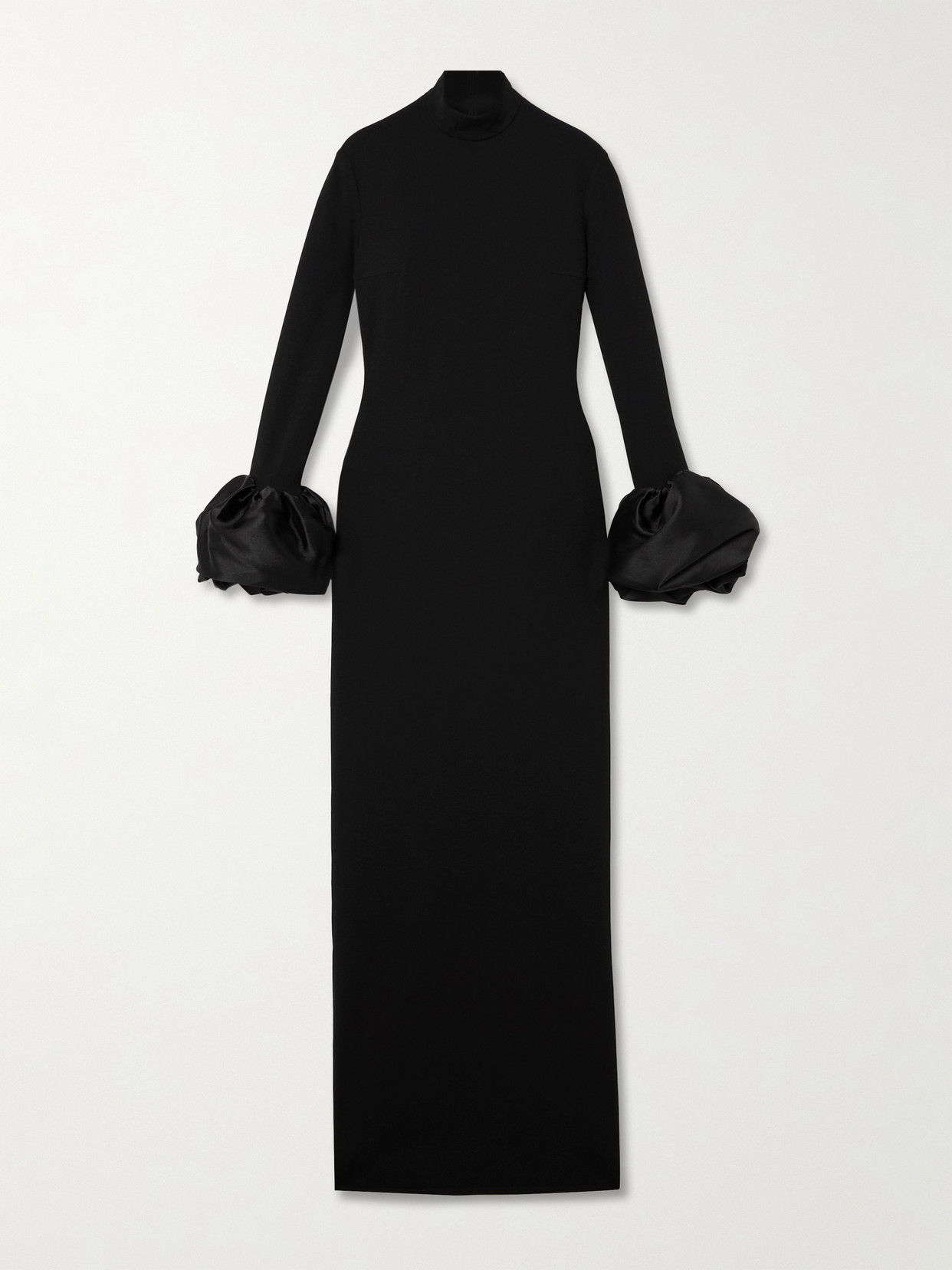 Solace London - Viviana Faille-Trimmed Crepe Turtleneck Gown - Black