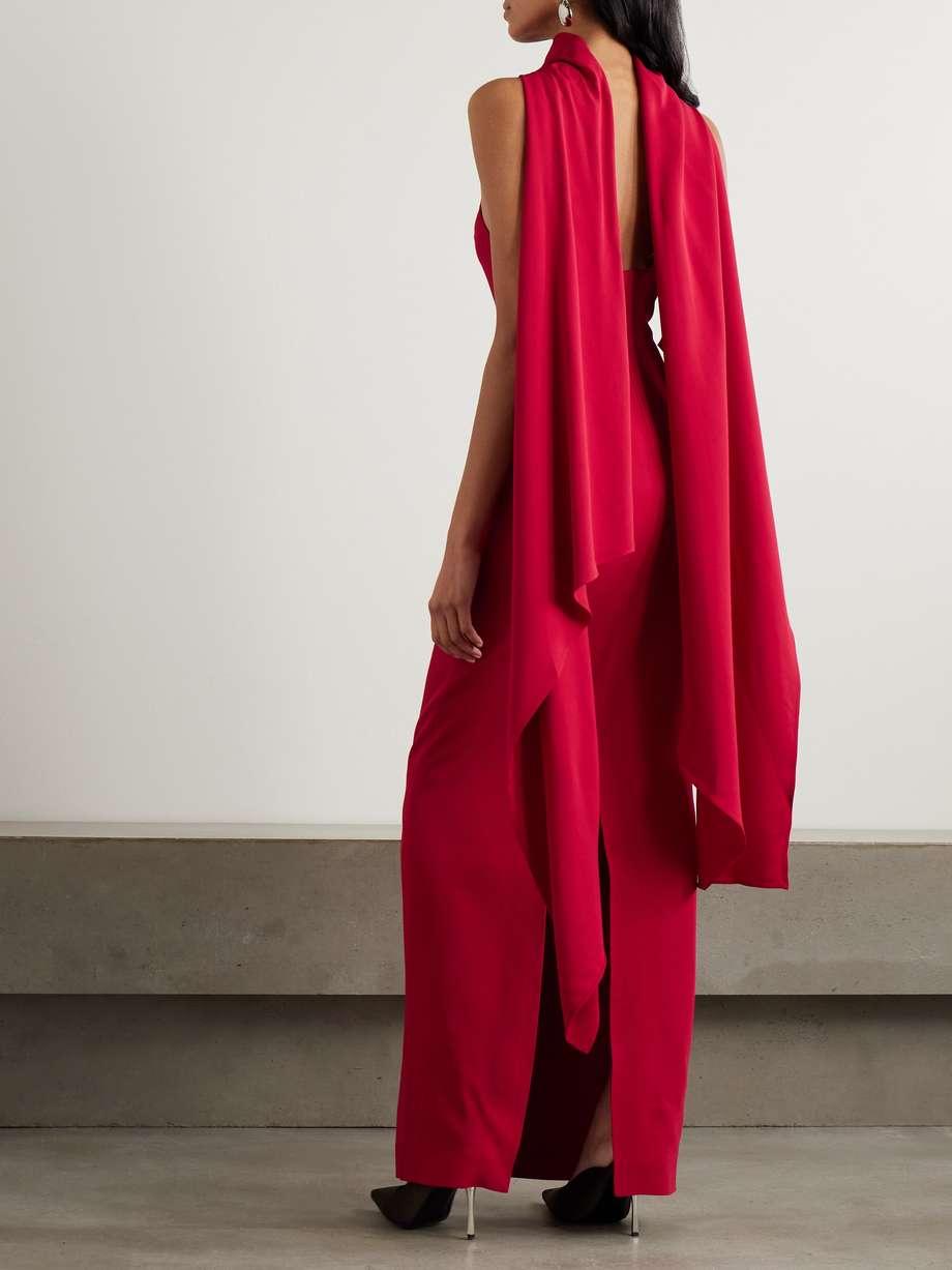 emerson draped open-back crepe halterneck gown