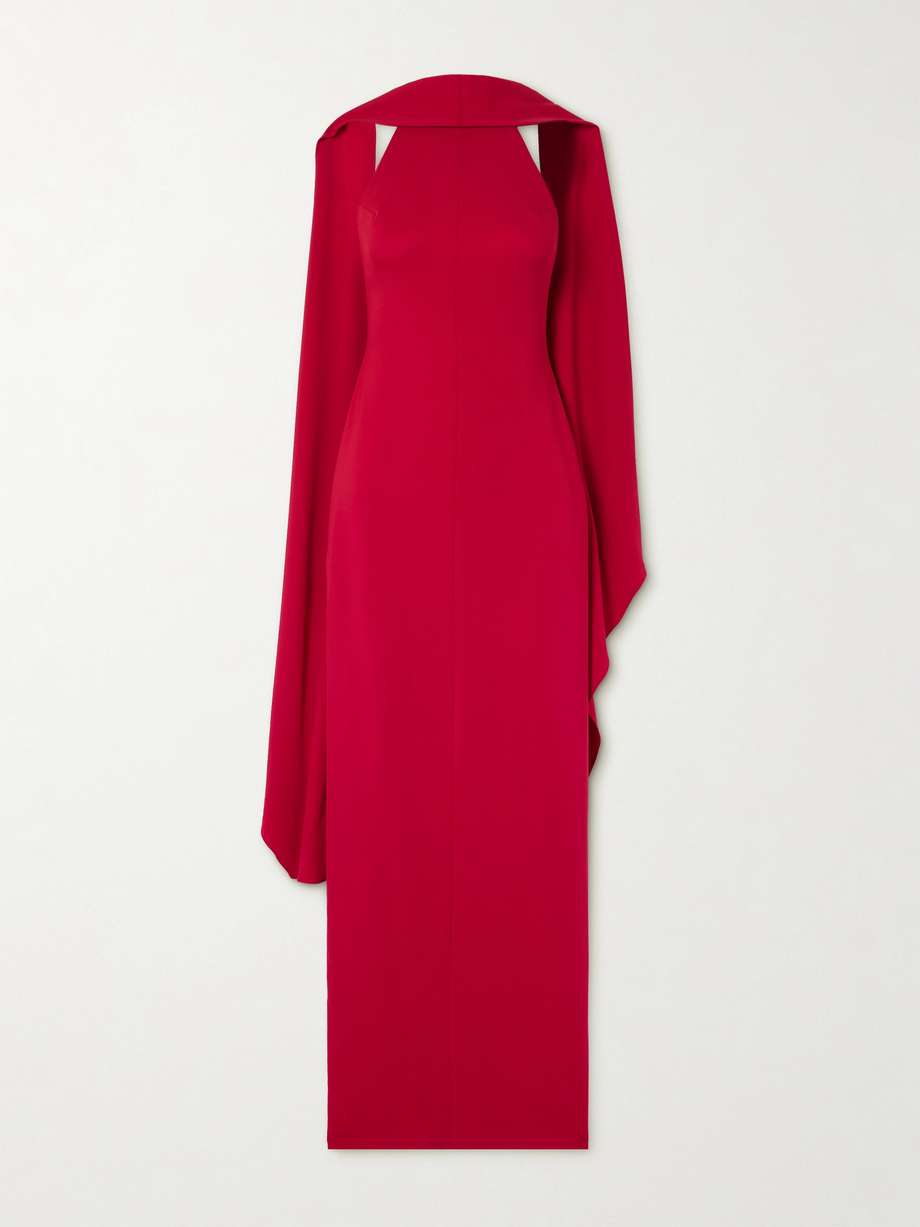emerson draped open-back crepe halterneck gown