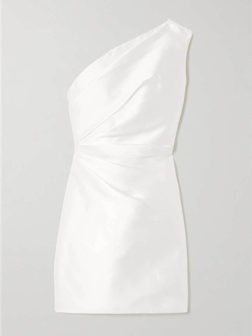 Solace London Nori One-shoulder Twill Mini Dress