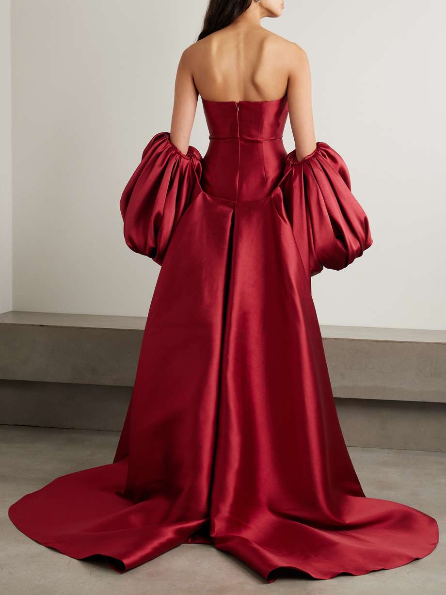 lea strapless satin-twill gown
