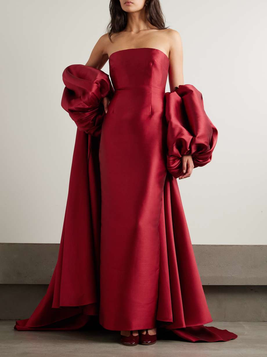 lea strapless satin-twill gown
