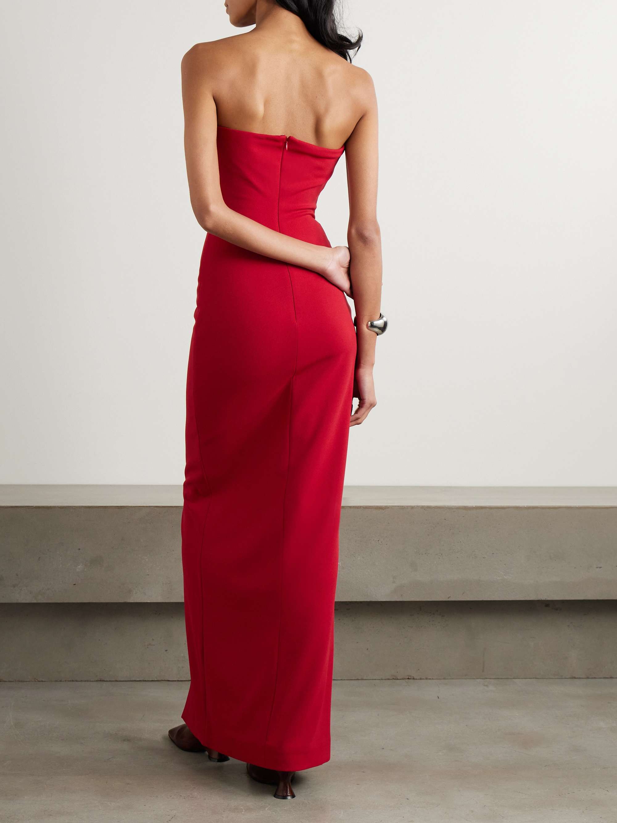 SOLACE LONDON Bysha strapless stretch-crepe maxi dress