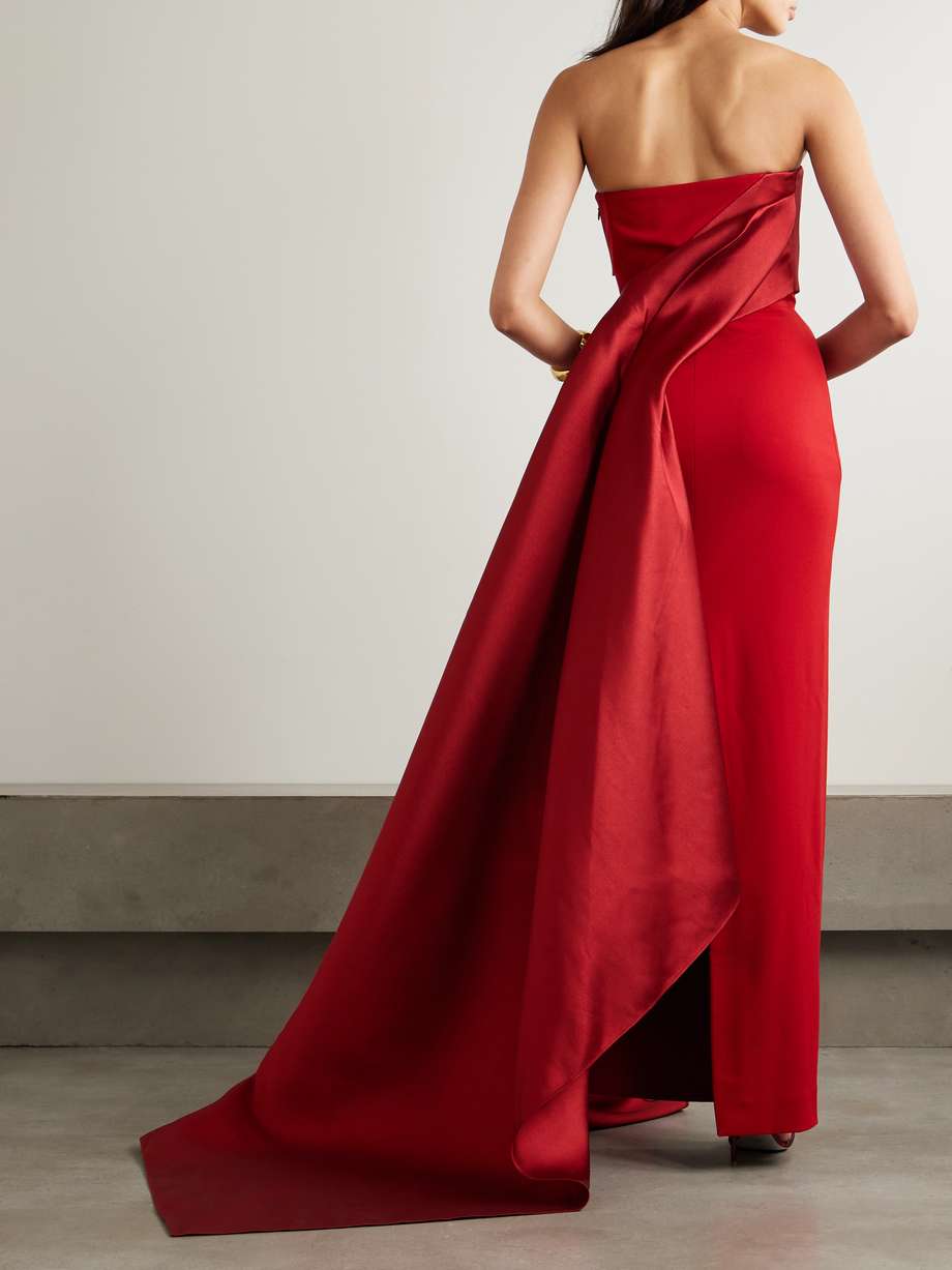 kinsley strapless draped faille and crepe gown