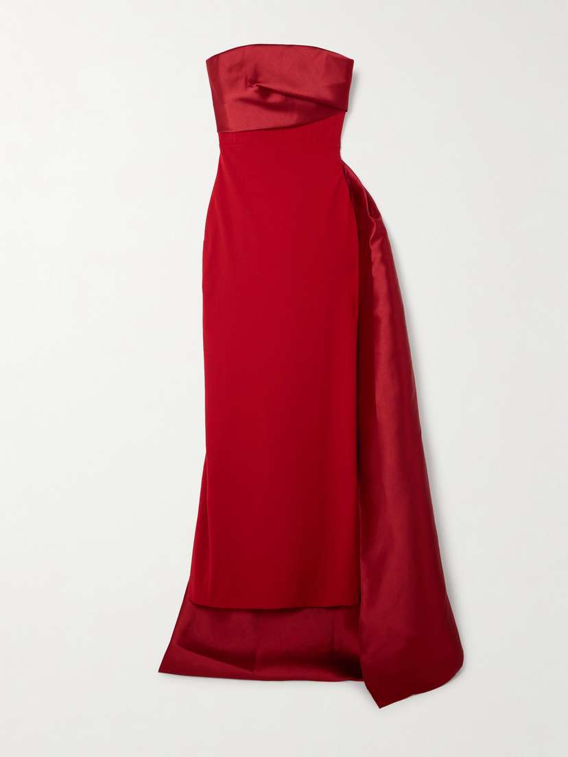 Solace London Kinsley Strapless Draped Faille And Crepe Gown