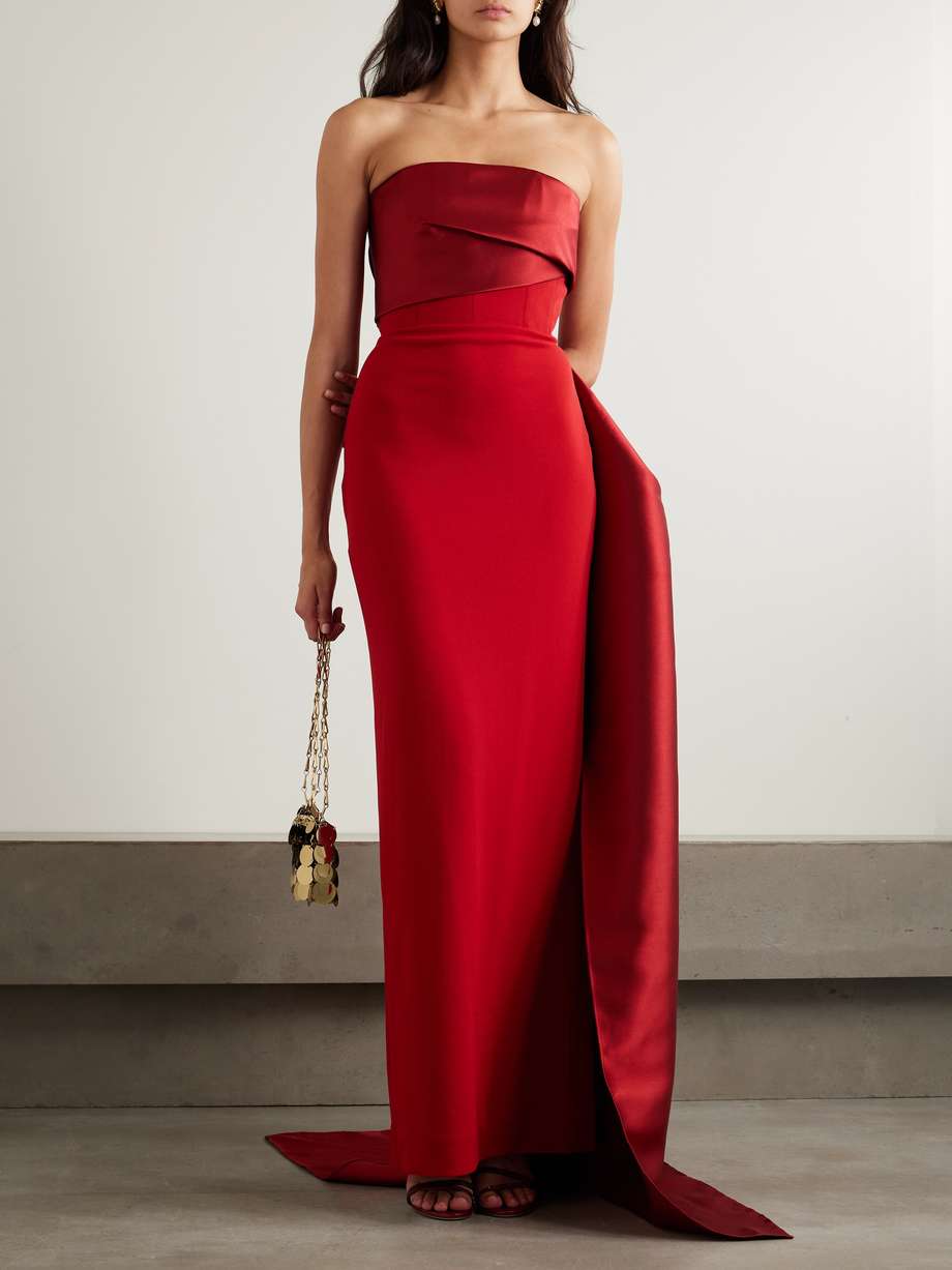 kinsley strapless draped faille and crepe gown