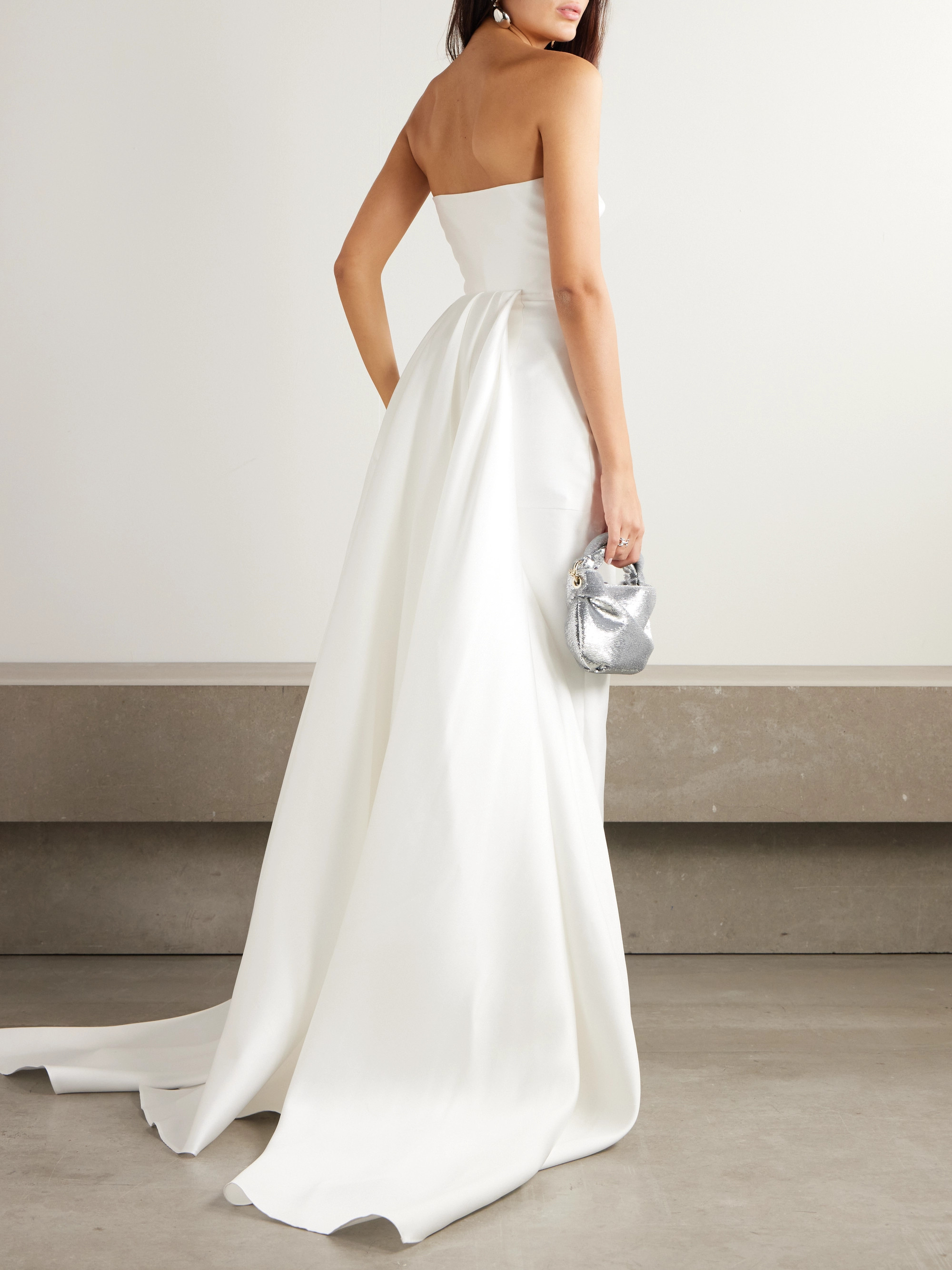 Solace London Imani strapless pleated twill maxi dress