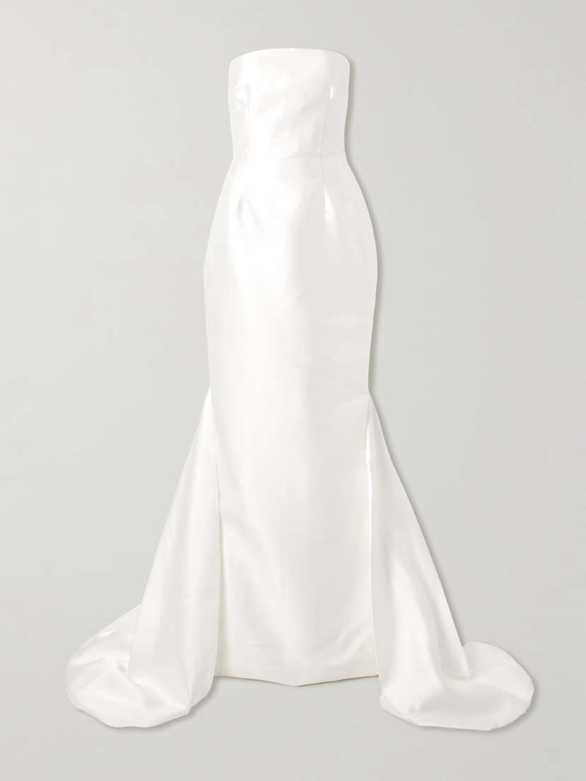 Solace London Imani Strapless Pleated Twill Gown