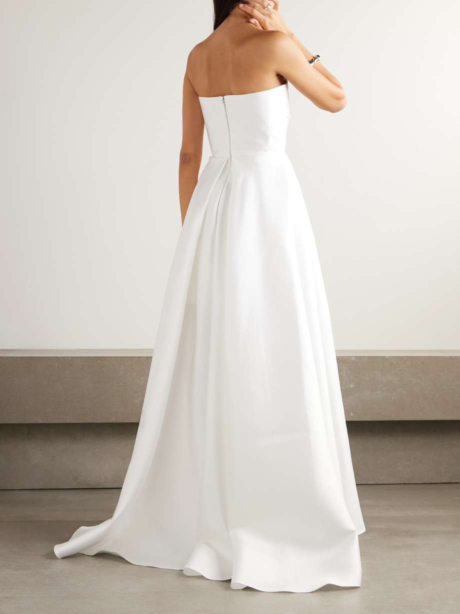 trina strapless layered satin-twill gown