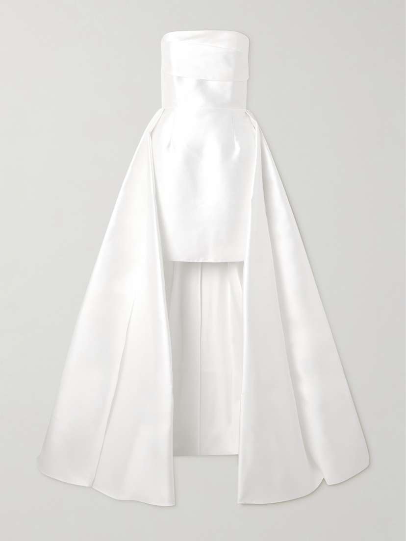 Solace London Trina Strapless Layered Satin-twill Gown