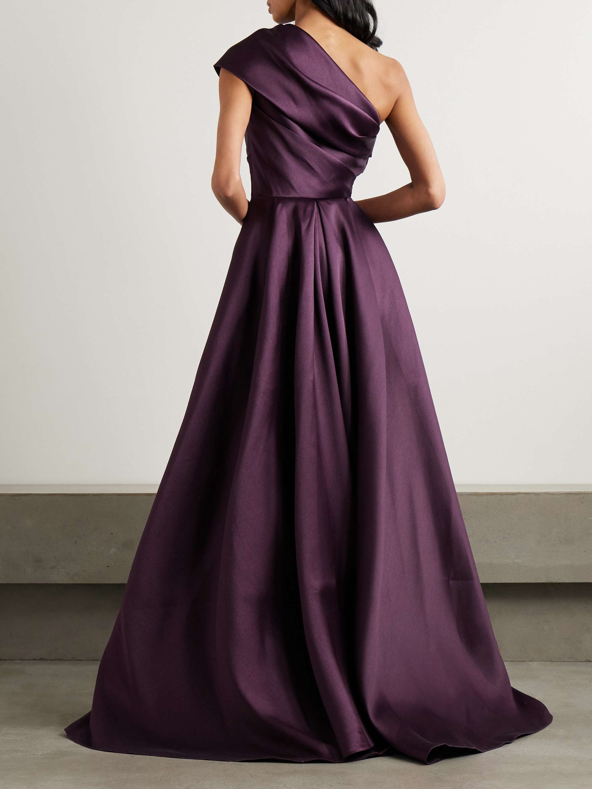 SOLACE LONDON Alba one-shoulder draped satin-twill gown